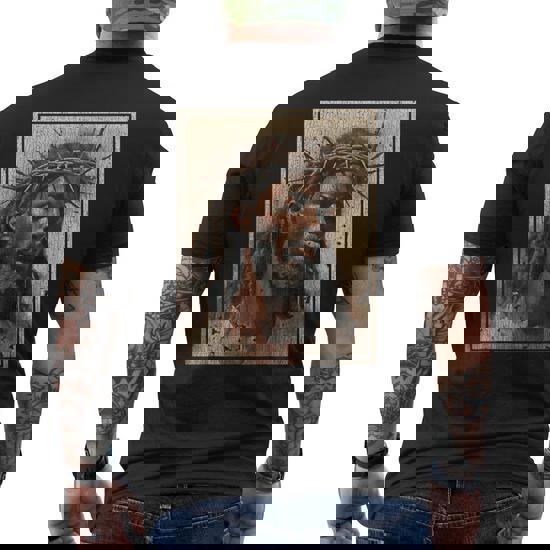 Black Jesus Face Of Jesus Cross With Crown Of Thorns Men's T-shirt