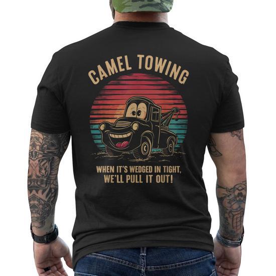 Camel Towing White Trash Party Attire Hillbilly Costume Men's T-shirt Back  Print - Monsterry