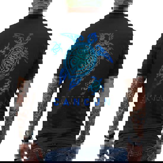 Cancun Mexico T-Shirt Sea Blue Tribal Turtle Cancun Mexico T-Shirt Sea Blue Tribal Turtle