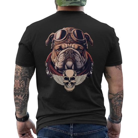 Casque Aviateur De Moto Bulldog Anglais Pour Amoureux Des Chiens T shirt imprime au dos Cadeauxyz