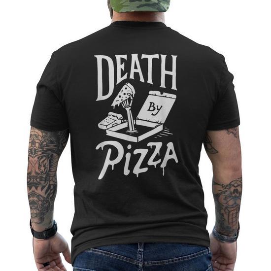 Death By Pizza Men's T-shirt Back Print - Monsterry