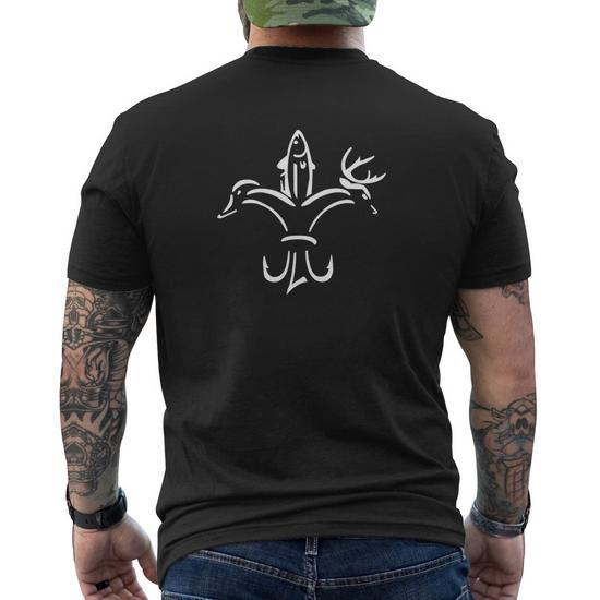 Duck Fish Deer Hunting And Fishing Mens T-Shirt 1 Mens Back Print T-shirt