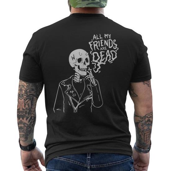 all my friends smoke cigarettes Are Dead Skeleton Cigarette Anti-Smoking Men's T-shirt Back Print and retro My math teacher - ep