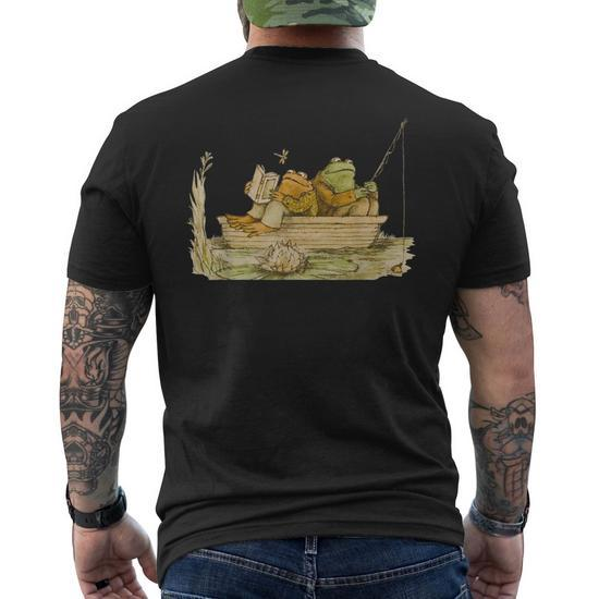 Frog & Toad Fishing Vintage Classic Book Frog Reading Book Men's T-shirt  Back Print