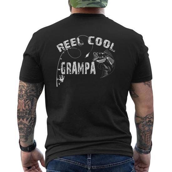 Mens Reel Cool Papaw Fishing Lover For Father's Day Mens Back Print T-shirt