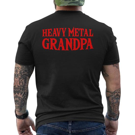 heavy metal dress shirts Heavy Metal Grandpa Metalhead Family Rock N Roll Men's T Shirt Back Print