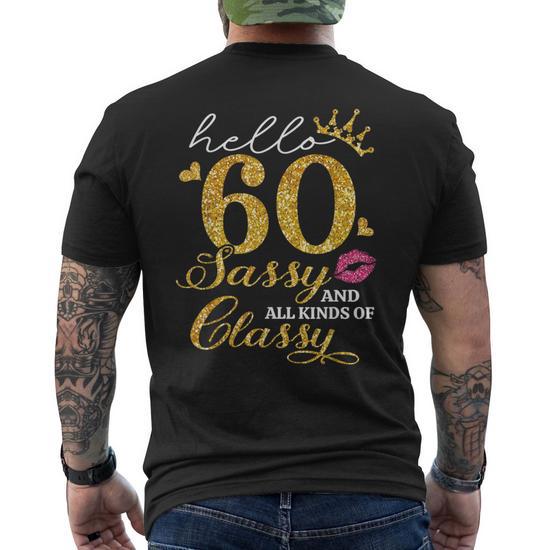 thumbnail image 2 of EVERTREE CLOTHING Hello 60 V-Neck T-Shirt, Unisex Women's Men's, 60th Birthday Shirt, Sixtieth Birthday Shirt, B-Day Shirt, Dark Heather Gray, Small 2 of 11