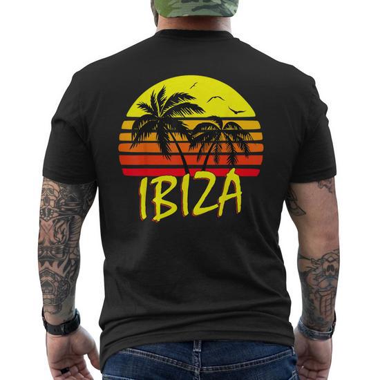 Ibiza Retro Tropical Sunset Men's T-shirt Back Print - Thegiftio