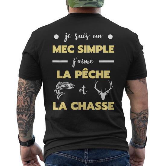 T-shirt Humour Pêche Et Chasse - Marque Gildan 5000, Coton, Taille Au Choix, Neuf Sans étiquettes