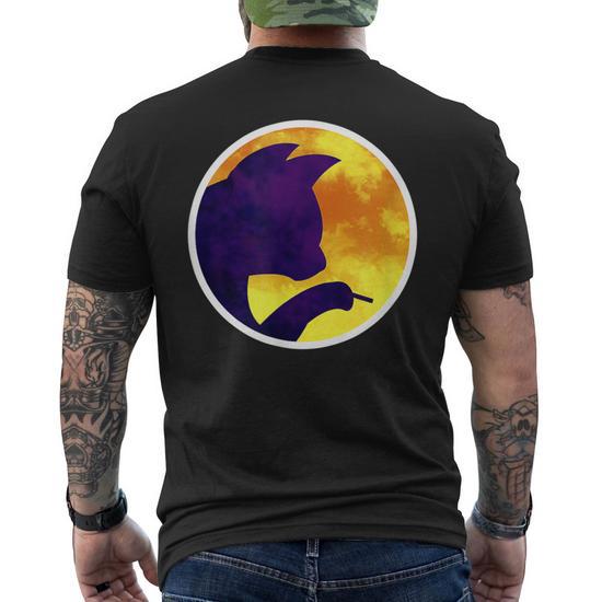 Moon Night Smoking Cigarette Purple Cat Shadow Men's T-shirt Back Print