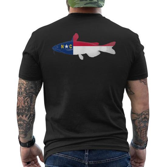 North Carolina State Flag Catfish Fishing Men's T-shirt Back Print -  Monsterry