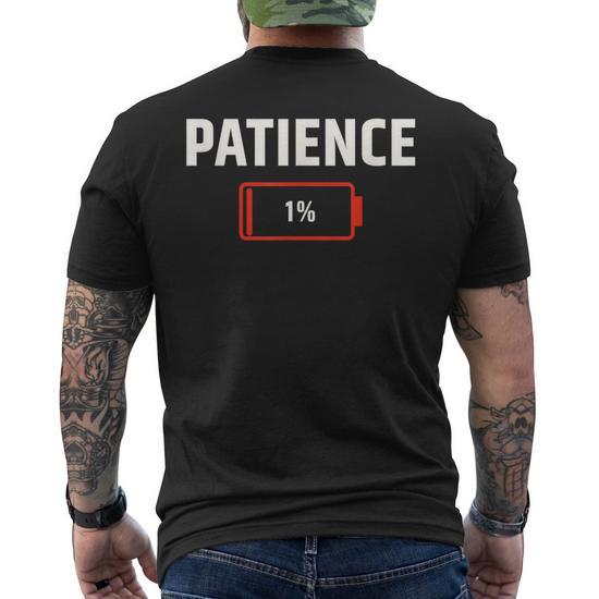 T-Shirt Humoristique 'Patience 1% Batterie Faible' - Message Drôle Pour Homme - Cadeau Impatient - Fête Des Pères