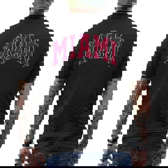 Miami T Shirt - Varsity Style Black Text Miami T Shirt - Varsity Style Black Text