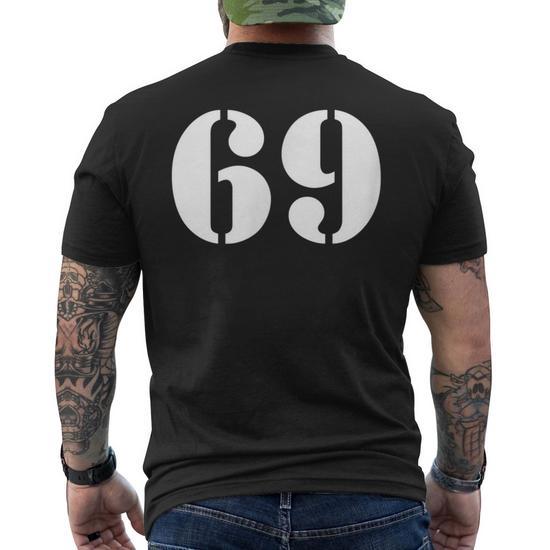 Sixty Nine Number 69 Numbered Men's T-shirt Back Print - Monsterry