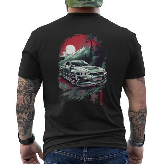 T-Shirt Homme Fast GTR Skyline R34 JDM Legend - 100% Coton - Design Voiture Tunée - Cadeau Passion Auto - 3
