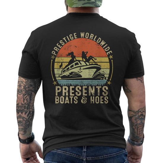 "Boats And Hoes" Vintage Retro Unisex T-Shirt - Dark Heather, Prestige Worldwide Theme