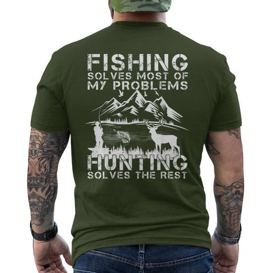Fishing And Hunting Christmas Humor Hunter Cool G Men's T-shirt Back Print  - Monsterry