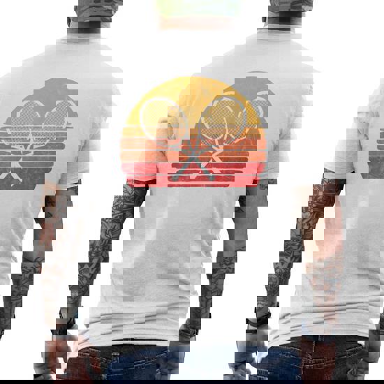 Crossed Tennis Racquet - Retro 80s Sun Vintage T-Shirt