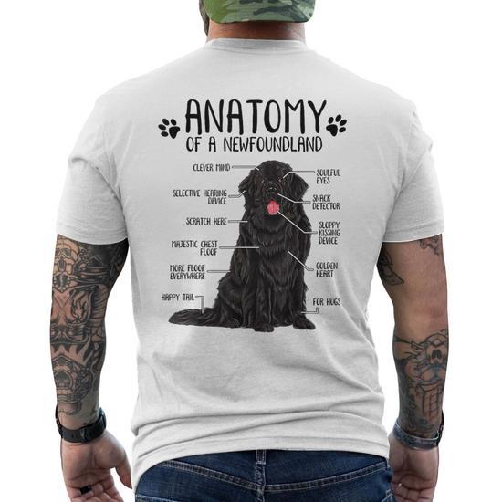 Anatomy Newfoundland Dog Cute Newfie Lover Men s T shirt Back Print Seseable CA