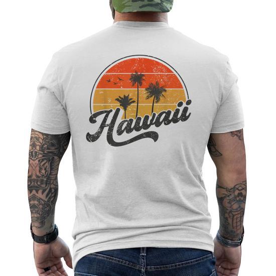 Hawaii Retro Vintage Sunset Men's T-shirt Back Print - Monsterry