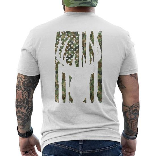 Bass Fishing American Flag Camo Usa For Fisherman Men's T-shirt Back Print  - Monsterry