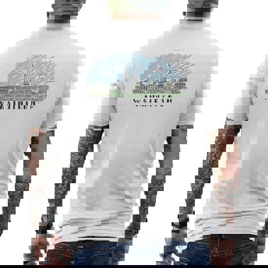 Washington Dc Skyline T Shirt In Multi Color Watercolors. Washington Dc Skyline T Shirt In Multi Color Watercolors.