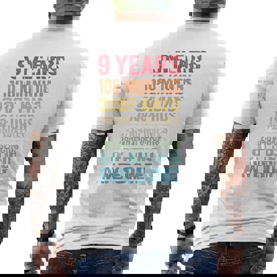 9 Years Old 9th Birthday Vintage Retro T Shirt 108 Months