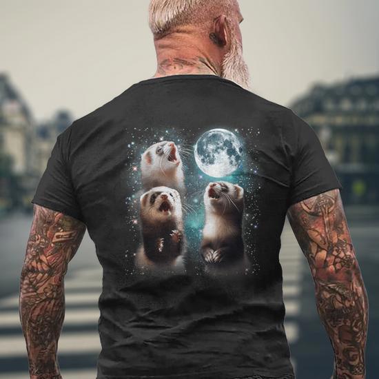 3 Ferret Moon Howling Ferret Head For Men Women Kid Men's T-shirt