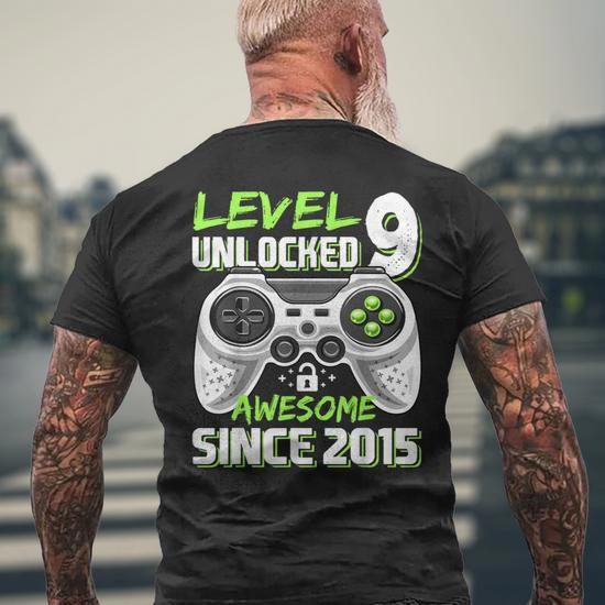 9Th Birthday Gamer 9 Year Old Bday Boy Nine Son Men's T-shirt Back Print