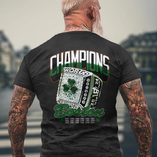 Boston World Champions Ring 2024 Men s T shirt Back Print Monsterry UK