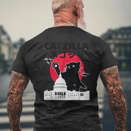 Catzilla Japanese Cat Lover Kitten Retro Vintage Sunset Men's T