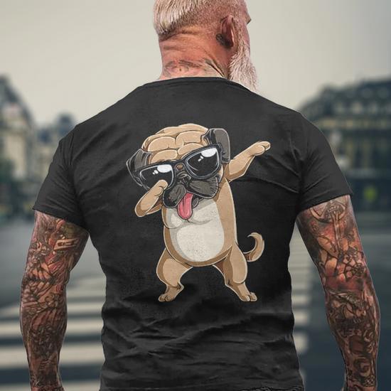 Dabbing Pug Dog Lover Kids Boys Girls Dab Dance Men s T shirt Back Print Mazezy