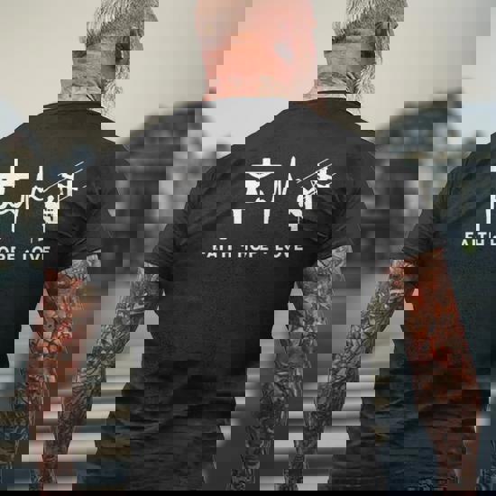 Faith Hope Love Lineman Men's T-shirt Back Print | Mazezy