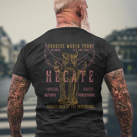 Hecate Distressed Band Greek Mythology Triple Goddess Men s T shirt Back Print Seseable UK