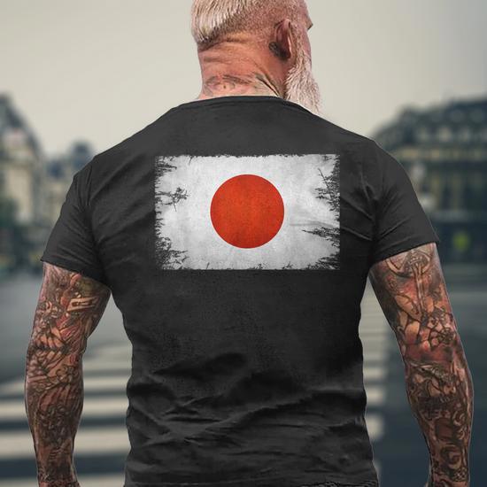 Japan Flag Japanese Pride Asian-American Men's T-shirt Back Print