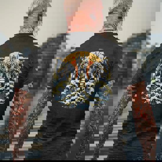Japanese Dragon King Ghidorah Great Wave Off Kanagawa Sunset