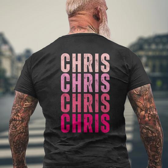 I Love Chris First Name Chris Vintage Men's T-shirt Back Print