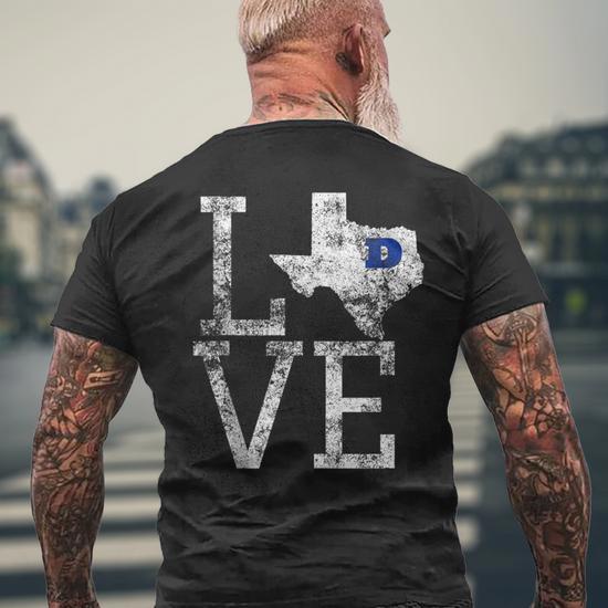 thumbnail image 2 of Dallas Love Distressed T-Shirt - Soft Tri-Blend Tee For Cowgirls And Cowboys 2 of 11