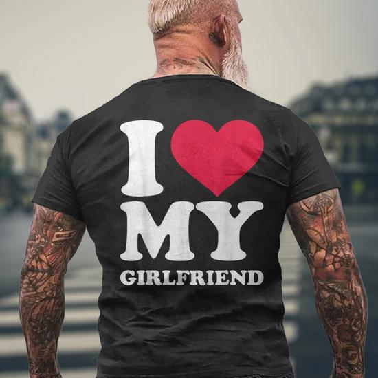 T-shirt Gildan "I Love My Boyfriend" – Large – Bleu Saphir (Neuf Sans étiquettes)