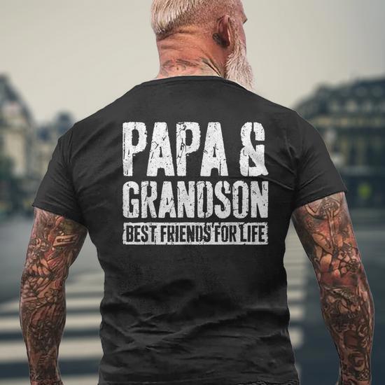 Papa And Grandson Best Friends For Life Men's T-shirt Back Print