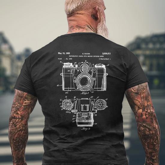 T-shirt Photographe Vintage Avec Appareil Photo - Design Humoristique, Coupe Classique, Coton Léger