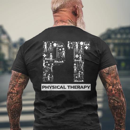 Physical Therapy Gait Training Physiotherapy Therapist Men s T shirt Back Print Monsterry