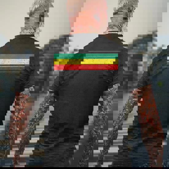 Rasta Flag Colors Stripe Reggae Jamaican Vintage Men's T