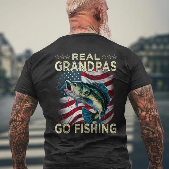 Real Grandpas Go Fishing Largemouth Bass Men's T-shirt Back Print -  Monsterry