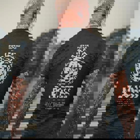 Suntory Boss Coffee Japan Mens Back Print T-shirt - Thegiftio UK