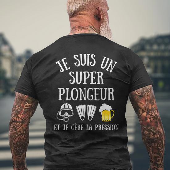T-shirt Humour 'Plongée' Pour Fête Des Pères - Gildan Light Cotton - Homme - Modèle 3000 - Neuf Sans étiquettes
