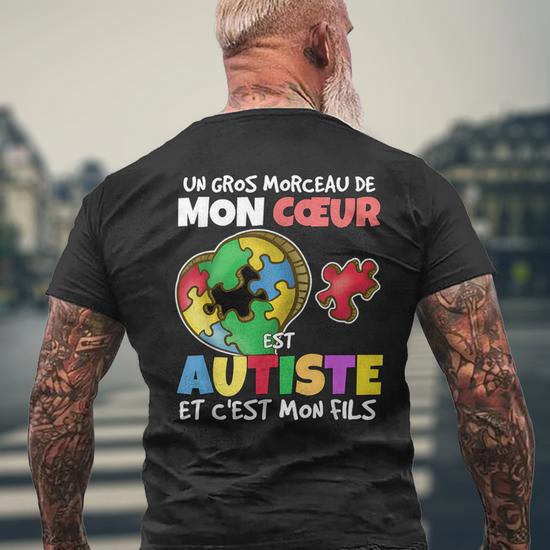 T-shirt Sensibilisation Autisme "Mon Fils" - Cœur Puzzle - Coton Confortable - Unisexe
