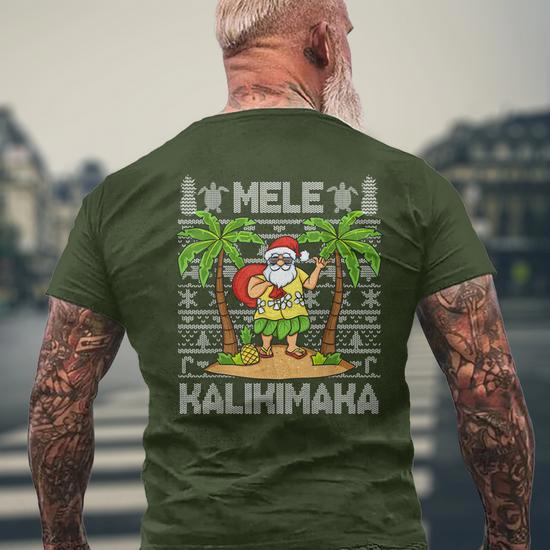 Mele Kalikimaka Santa Claus Hawaiian Christmas In July Men's T