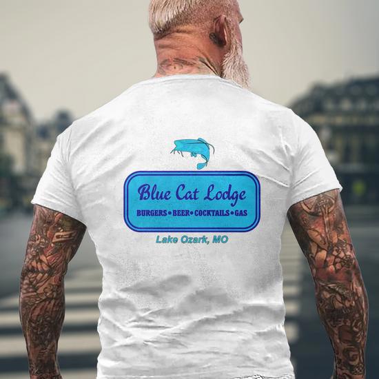 Blue Cat Lodge Ozark Mens Back Print T shirt Thegiftio UK