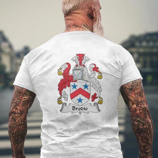 Brodie Family Crest Scottish Family Crests Mens Back Print T shirt